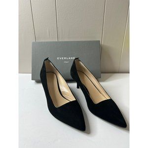 Everlane Italy Black Suede Kitten Heels Size 7.5 Very Pretty Slip-on Heels!